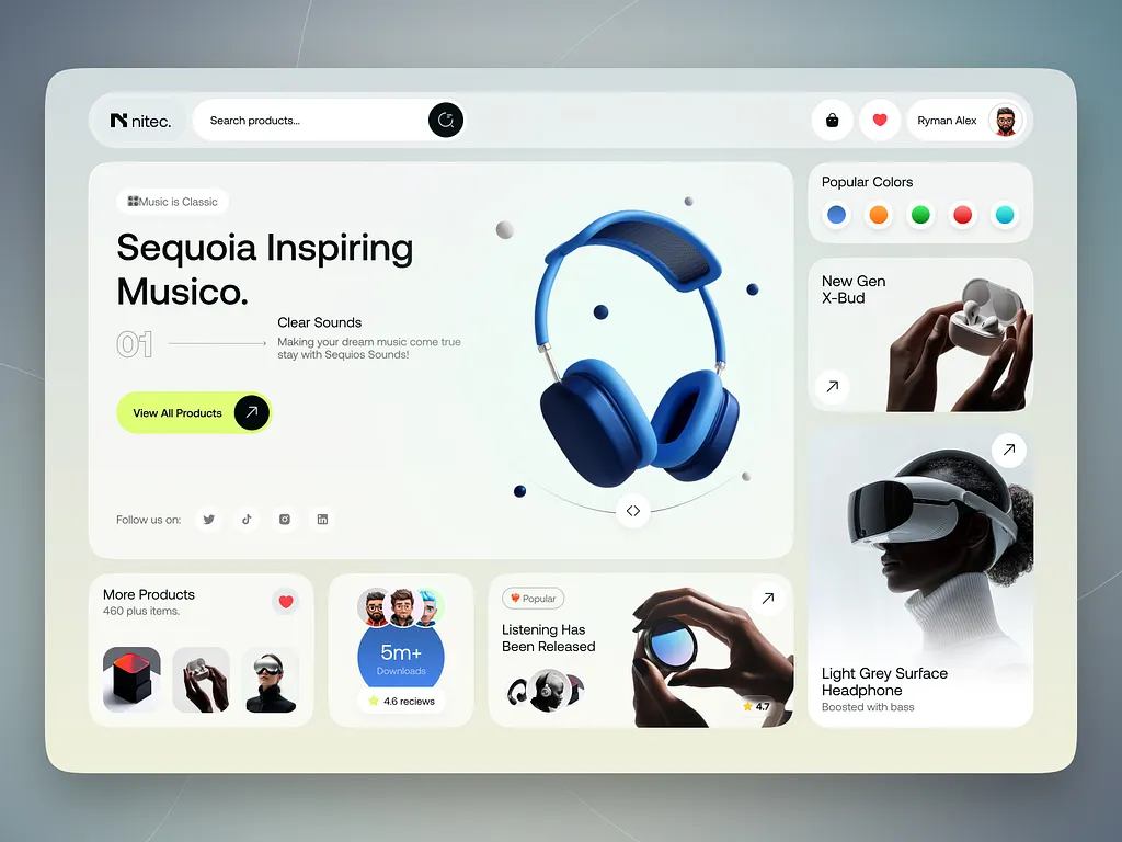 Advanced ecommerce management dashboard showing sales trends