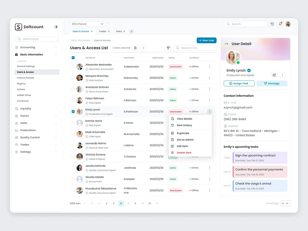 Advanced ERP analytics interface